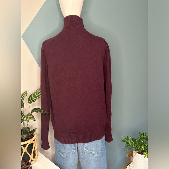 Nautica Men’s Medium Burgundy Red Pullover 1/4 Zip Casual Tight Knit Sweater - Picture 5 of 12